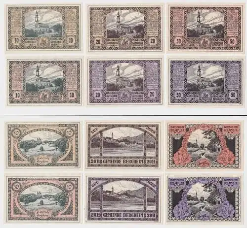 6 Banknoten 10 bis 50 Heller Notgeld Gemeinde Bergheim (154055)