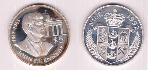 5 Dollar Silber Münze Niue 1992 John F. Kennedy (155409)