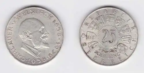 25 Schilling Silber Münze Österreich 1958 Carlauer v. Welsbach (155538)