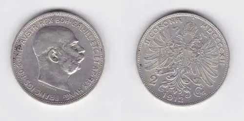2 Kronen Silber Münze Österreich 1912 (155072)