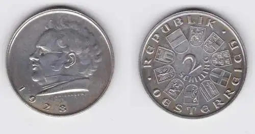 2 Schilling Silber Münze Österreich Schubert 1928 (155060)