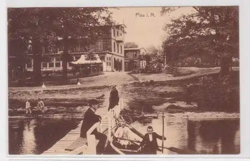 49234 Ak Plau in Mecklenburg Bootsanlegestelle um 1920