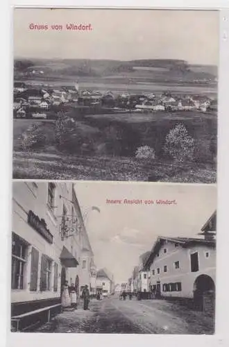 65849 Mehrbild Ak Gruß aus Windorf Totalansicht und Innere Ansicht um 1910