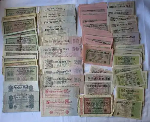 Sammlung mit 100 Banknoten Deutschland Inflation, Deutsches Reich (161201)