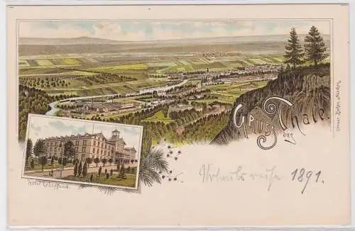 902352 AK Gruss aus Thale - Hotel Zehnpfund, Totalansicht 1891