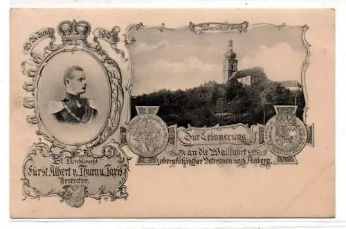 54160 Ak Zur Erinnerung an die Wallfahrt oberpfälz. Veteranen nach Amberg 1901