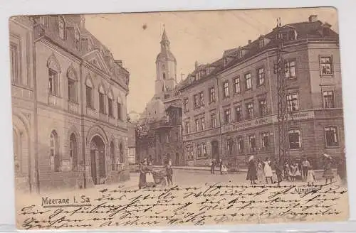 50531 AK Meerane - Straßenansicht mit Gaststätte Zum Deutschen Adler 1905