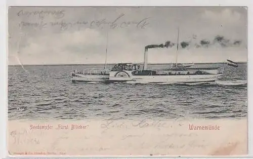 02133 Ak Warnemünde, Seedampfer "Fürst Blücher" 1905