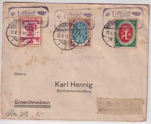 43280 Luftpostbrief Luftpost Gelsenkirchen nach Berlin 28.8.1919
