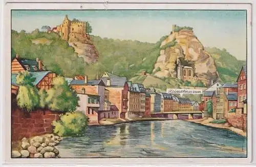 40976 Ak Idar-Oberstein an der Nahe mit Felsenkirche und Burgruinen um 1940