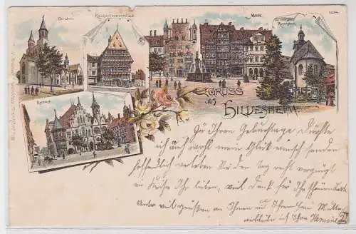 43376 Ak Lithographie Gruß aus Hildesheim St.Bernward Denkmal usw. um 1900