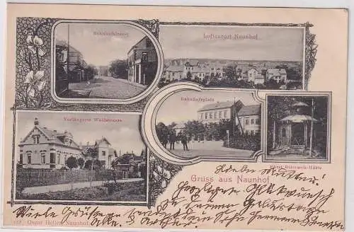 89691 Mehrbild Ak Gruß aus Naunhof Bahnhofsplatz usw. 1909