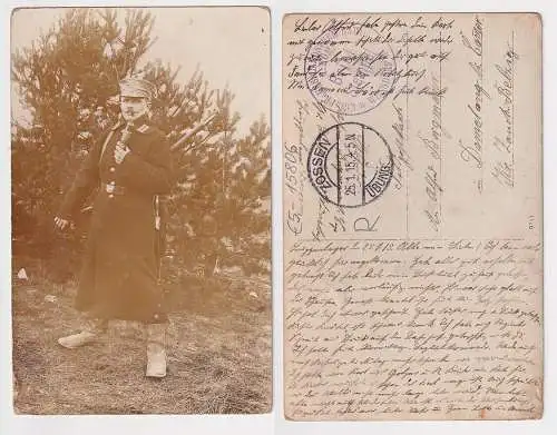 56466 Foto AK Soldat mit Pfeife Übungsplatz Zossen Pr. Landsturm Bataillon 1915
