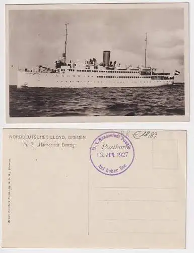 89220 Ak M.S. 'Hansestadt Danzig' Norddeutscher Lloyd Bremen 1927