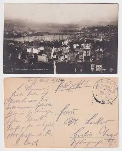 38041 Feldpost AK Constantinople - Panoramablick des Hafens, Schiffspost 1916
