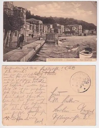 54295 Feldpost AK Constantinople - Bouyoukdéré Haut Bosphore, Schiffspost 1916