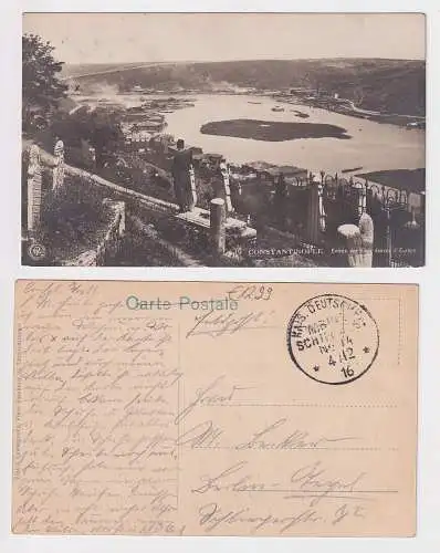 02282 Feldpost AK Constantinople - eaux douces d'Europe, Schiffspost 1916