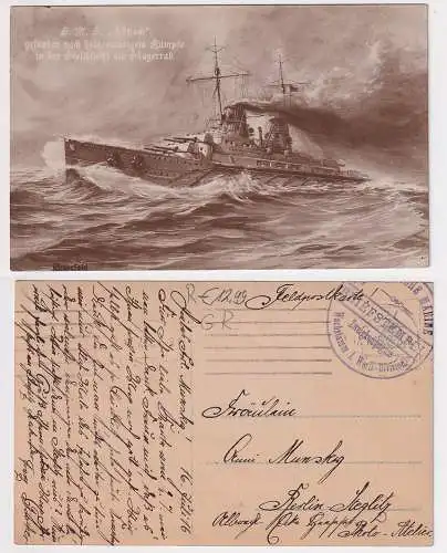 74615 Ak S.M.S. "Lützow" gesunken nach heldenmütigem Kampfe in der Seeschlacht