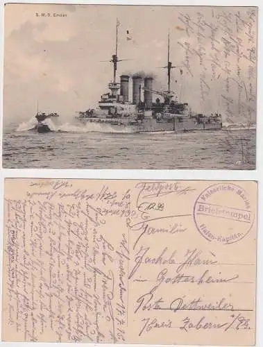 61394 Ak Kreuzer S.M.S. Emden kaiserliche Marine Feldpost 1915