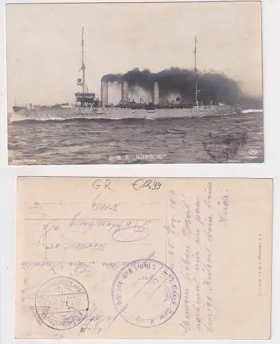 18649 Feldpost AK S.M.S. "Nürnberg" 1. Marine-Division 1916