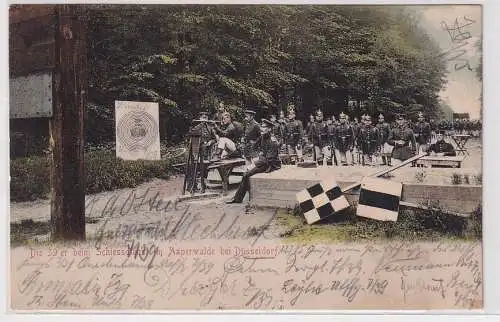 25369 Feldpost AK Die 39er beim Schiessdienst im Aaperwalde bei Düsseldorf 1905
