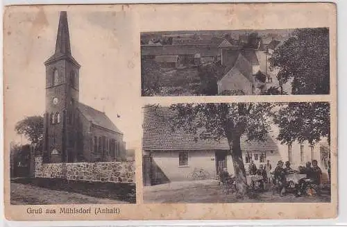 64466 Mehrbild Ak Gruß aus Mühlsdorf bei Roßlau in Anhalt Gasthof um 1920