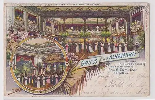 79114 Ak Lithographie Gruß aus der Alhambra Berlin Wallnertheaterstraße 15, 1899