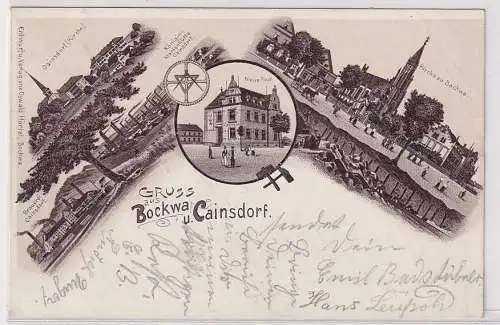 09445 Bergbau Ak Lithographie Gruß aus Bockwa und Cainsdorf 1899