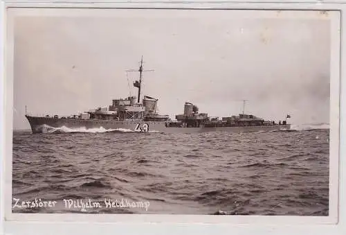 69011 Foto Ak Deutsches Kriegsschiff Zerstörer Wilhelm Heidkamp um 1940