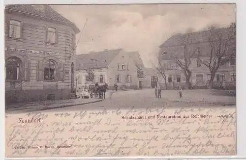 81672 Ak Neundorf Schulzenamt und Restauration zur Reichspost 1901