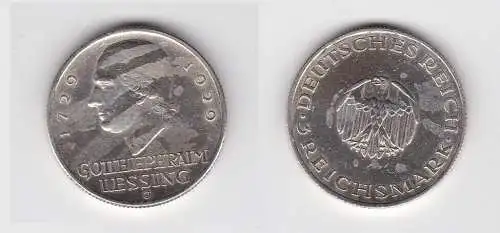 Silbermünze 3 Mark Gotthold Ephraim Lessing 1929 E f.vz (165836)