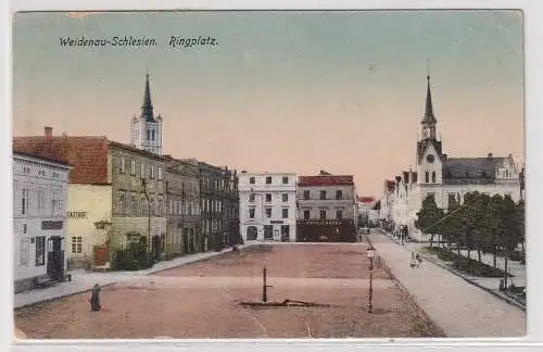 906956 Ak Weidenau (Vidnava) Schlesien - Ringplatz mit Gasthof um 1910