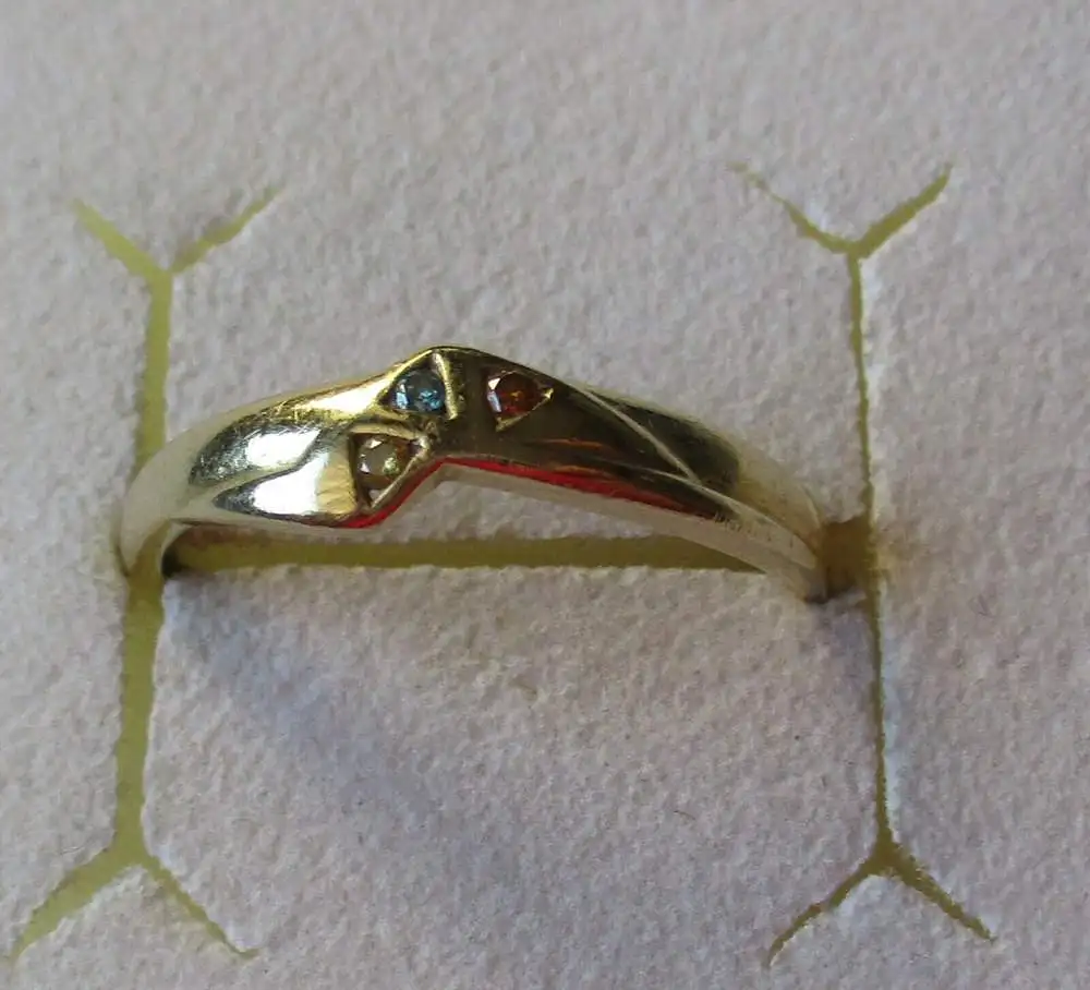 hochwertiger 585er 14 Karat Gold Ring mit farbigen Diamanten 0,05 Karat (160997) 0