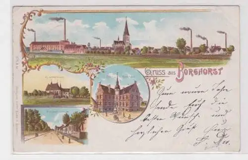 10219 Ak Lithographie Gruß aus Borghorst Münsterstraße, Post usw. 1897