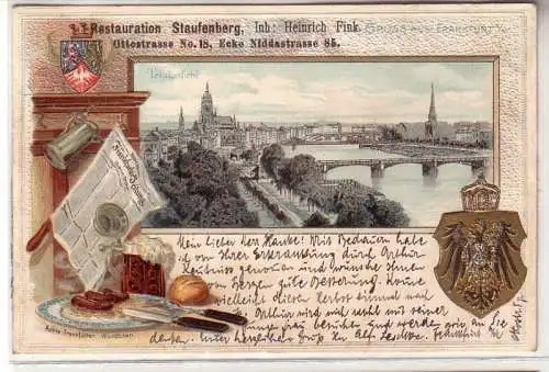 59609 Präge Ak Lithographie Frankfurt am Main Totalansicht 1902