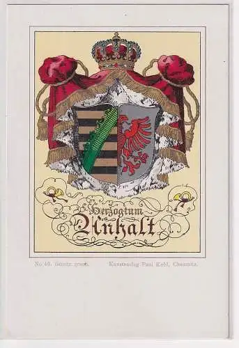 27030 Wappen Ak Herzogtum Anhalt Nr. 40 Verlag Paul Kohl, Chemnitz um 1900