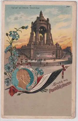 17840 Präge AK Gruss aus Porta Westfalica - Kaiser-Wilhelm-Denkmal