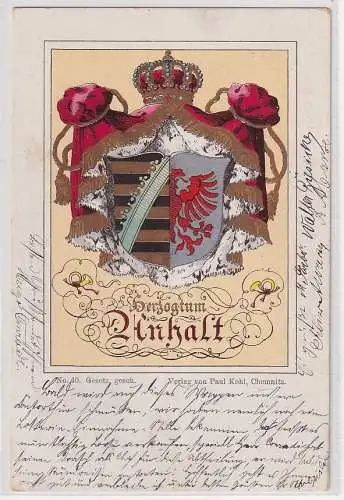 07735 Wappen Ak Herzogtum Anhalt Nr. 40 Verlag Paul Kohl, Chemnitz 1900