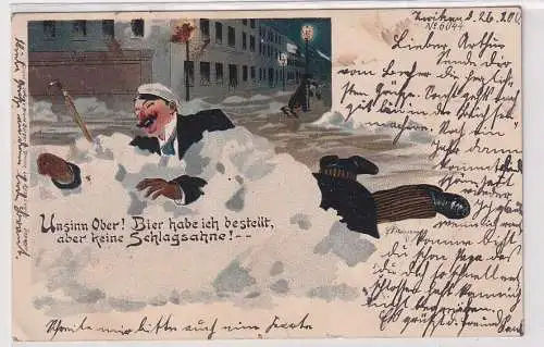 14539 Bruno Bürger Ak Humor Betrunkener Student im Schnee 1900