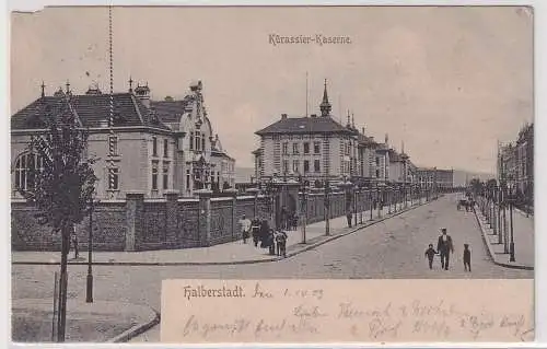 20085 AK Halberstadt - Kürassier-Kaserne, Straßenansicht 1903