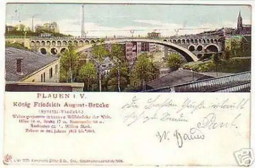 02384 Ak Plauen i.V. König Friedrich August Brücke 1905