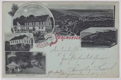 91720 Mondscheinkarte Gruß aus Burgwenden Gasthof, Försterei usw. 1901