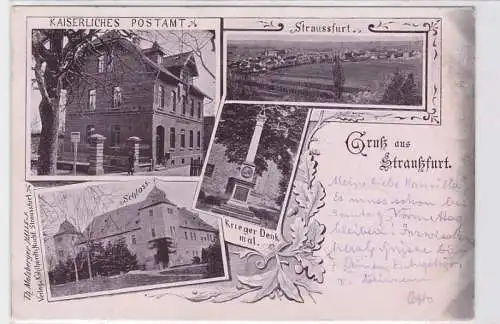 92357 Mehrbild Ak Gruß aus Straußfurt Kriegerdenkmal, Postamt usw. 1901