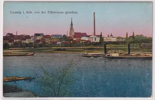59942 Glanz AK Coswig Anhalt von der Elbterrasse gesehen
