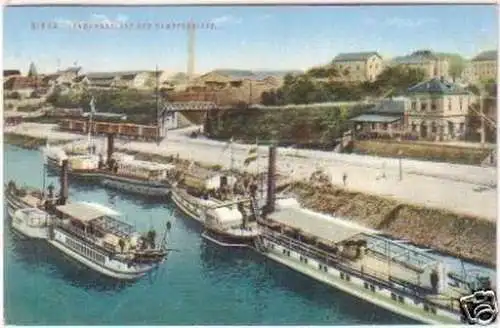 27086 Ak Riesa Landungsplatz der Dampfschiffe 1913