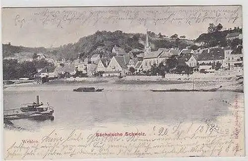 62897 Ak Sächsische Schweiz Wehlen Elbansicht 1898