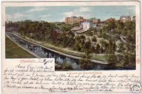 18117 Ak Chemnitz Stadtpark mit Naturheilanstalt 1902