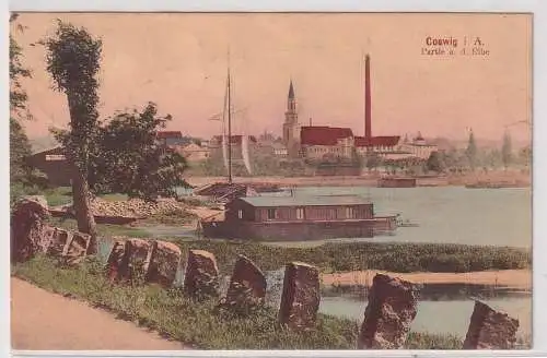 52861 Ak Coswig i.A. Partie a.d. Elbe 1917