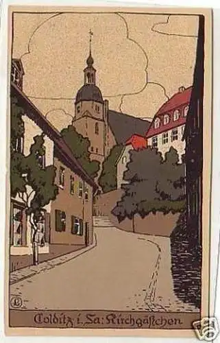 35152 Ak Colditz in Sachsen Kirchgäßchen um 1925
