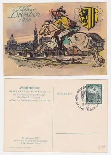 95613 Künstler Ak 750 Jahre Dresden 1956, Sachsenschau Briefmarkenausstellung